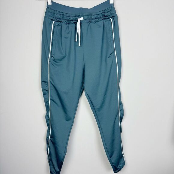 GYMSHARK | Teal Layered Drawstring Waist Track Pants with Stripe Men’s Size M - Picture 1 of 9